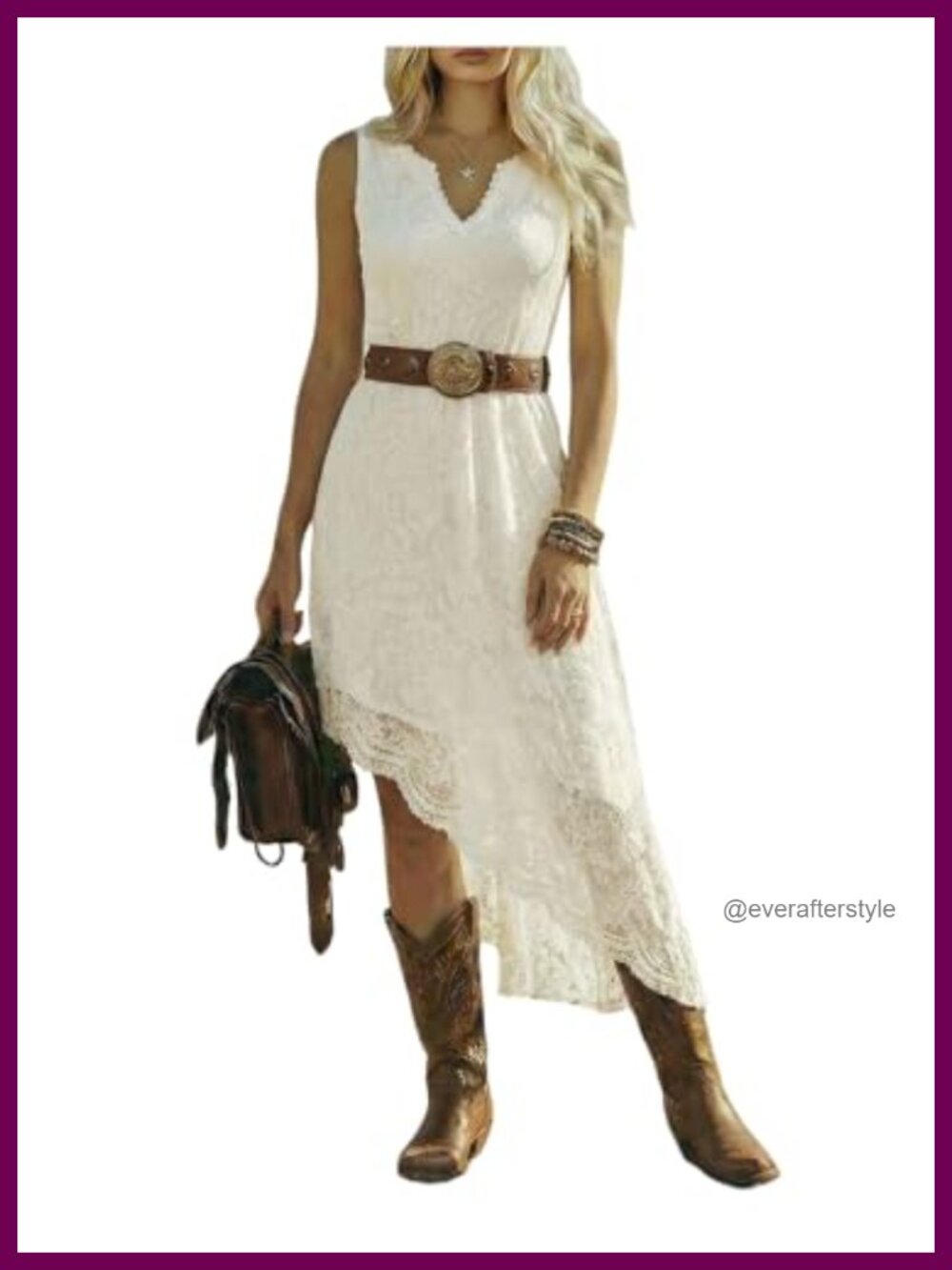 SHENHE Women's Western Boho Lace Dress Asymmetrical Flowy Cowgirl